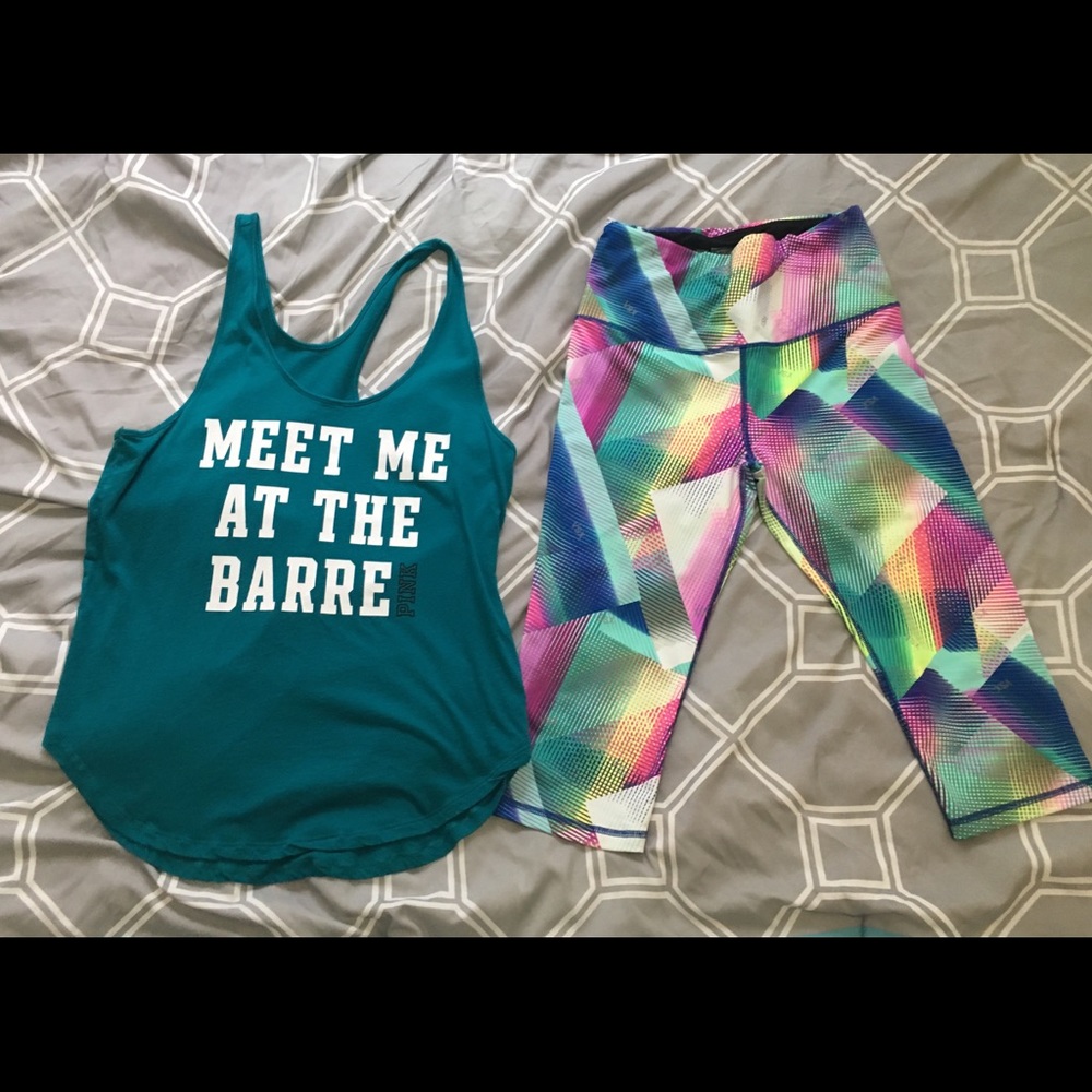 VS Pink, size L tank & VSX Knockout pants, size M